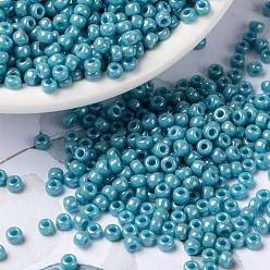 (RR2470) Opaque Turquoise Green Luster MIYUKI Round Rocailles Beads, Japanese Seed Beads, (RR2470) Opaque Turquoise Green Luster, 8/0, 3mm, Hole: 1mm, about 422~455pcs/bottle, 10g/bottle