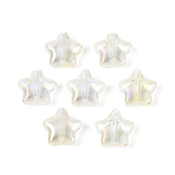 Светло-желтый Прозрачные брызги, окрашенные распылением, с покрытием AB цвета, звезда, светло-желтый, 8x8.5x4 мм, отверстие : 1 мм