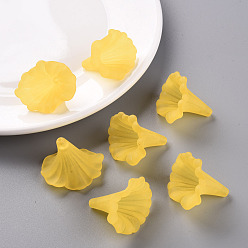 Champagne Yellow Transparent Acrylic Beads, Calla Lily, Frosted, Champagne Yellow, 40.5x33x35mm, Hole: 1.8mm, about 135pcs/500g