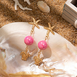 Turtle Серьги-гвоздики из цинкового сплава в форме морской звезды, золотые, черепаха, 60 мм