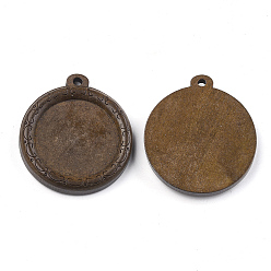 Camel Wooden Pendant Cabochon Settings, Pendant Base, Flat Round, Camel, Tray: 25mm, 38x34x5.5mm, Hole: 2mm