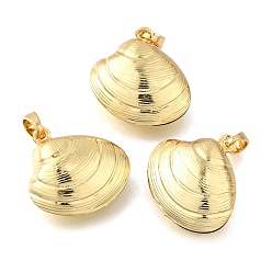 Настоящее золото 18K Латунные подвески, подвески в форме ракушек, стойки покрытие, прочное покрытие, без кадмия и без свинца, реальный 18 k позолоченный, 19.5x19.5x7.5 мм, отверстие : 4.5x2.5 мм