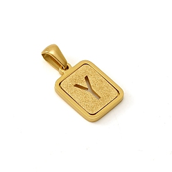Letter Y Шкентели нержавеющей стали, реальный 18 k позолоченный, прямоугольные, Письмо Y, 15x12 мм