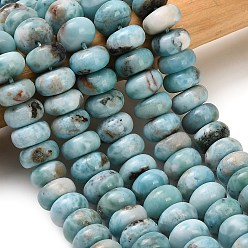 Larimar Larimar Naturperlen Stränge, glatte Rondelle, 11.5~12x4.5~7.5 mm, Bohrung: 1 mm, ca. 62~70 Stk. / Strang, 15.55~15.75'' (39.5~40 cm)