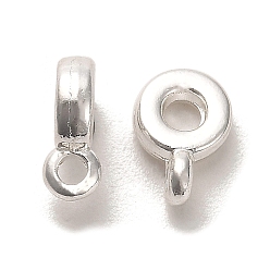 Silver Rack Plating Alloy Tube Bails, Loop Bails, Flat Round, Silver, 10x2.5x6.5mm, Hole: 1.8mm, Inner Diameter: 2.7mm
