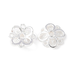 Посеребрённый Шапочки и конусы для бусин, латунные, цветок, без кадмия и без свинца, стойки покрытие, долговечный, 925 серебро покрытием, 9x9x2.5 мм, отверстие : 1.4 мм