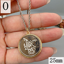 Human Латунные ожерелья с подвесками в виде медалей, платиной и золотом, архангел святой Михаил, 23.62 дюйм (60 см), Кулон : 25 мм