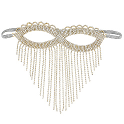 Золотой Маска для глаз из сплава со стразами и цепочкой с кисточками для женщин, сексуальная маскарадная маска для костюмированной вечеринки на Хэллоуин, золотые, 190x193x2.5 мм