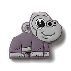 Slate Blue Orangutan Food Grade Silicone Focal Beads, Slate Blue, 30x35.5x8.5mm, Hole: 2.5mm