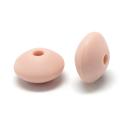 Dark Salmon Food Grade Eco-Friendly Silicone Beads, Chewing Beads For Teethers, DIY Nursing Necklaces Making, Rondelle, Dark Salmon, 12x6~7mm, Hole: 2mm