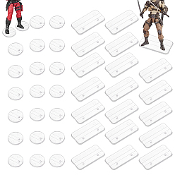 Mixed Shapes 40Pcs 2 Styles Acrylic Action Figure Display Pedestals, Clear, Mixed Shapes, 31.5~33x31.5~65.5x6mm, 20pcs/style