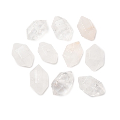 Хрусталь Природный кристалл кварца бусины, горного хрусталя, граненые, двухконусные, 11~12x6~7 мм, отверстие : 1.2 мм