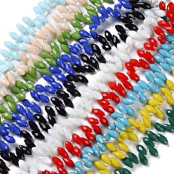 Gemischte Farbe Opake einfarbig Glasperlenstränge, facettiert, teadrop, Gemischte Farbe, 12x6 mm, Bohrung: 0.6 mm, ca. 97 Stk. / Strang, 17.91'' (45.5 cm)