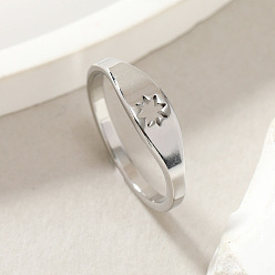 Нержавеющая Сталь Цвет Модные 304 из нержавеющей стали кольца перста, простой стиль, гексаграмма, цвет нержавеющей стали, размер США 7 (17.3 мм)