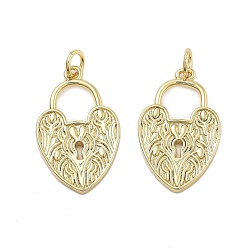 Настоящее золото 18K Латунные подвески, без кадмия и без свинца, замковые прелести, с целью перехода в кольце, реальный 18 k позолоченный, 23x14.5x2 мм, отверстие : 3 мм