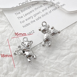 Медведь Подвески из прозрачного стекла, подвески из платинового сплава, медведь, 18x16 мм
