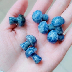 (306FM) Жонкиль матовый с лаймовой подкладкой Фигурки целебных грибов из натуральной синей пятнистой яшмы, Украшения из камня с энергией Рейки, 20 мм