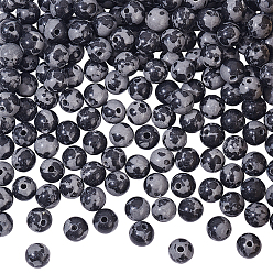 Снежный Обсидиан Синтетические снежинки обсидиан бисер пряди, круглые, 6 мм, отверстие : 1.2 мм, около 64 шт / нитка, 14.96'' (38 см), 3 пряди / коробка