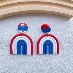 Arch Женские серьги-гвоздики ручной работы ко Дню независимости Америки из полимерной глины, арка, 58x42 мм