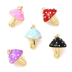(52) Непрозрачная лаванда Латунь эмаль подвески, грибное очарование, с целью перехода в кольце, долговечный, без кадмия и без свинца, реальный 18 k позолоченный, разноцветные, 24.5x17~17.5 мм, отверстие : 3.5 мм