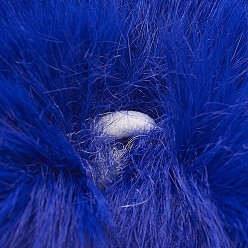 Blue Handmade Faux Rabbit Fur Pom Pom Ball Covered Pendants, Fuzzy Bunny Hair Balls, with Elastic Fiber, Blue, 55~74mm, Hole: 5mm