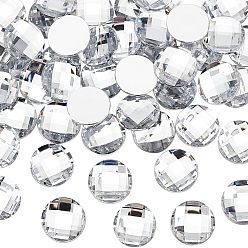 Clear 80Pcs Imitation Taiwan Acrylic Rhinestone Flat Back Cabochons, Faceted, Half Round/Dome, Clear, 25x6mm, 80pcs/box