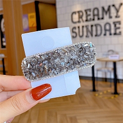 Черный Стеклянные стразы заколки для волос для женщин и девочек, прямоугольные, чёрные, 78 мм