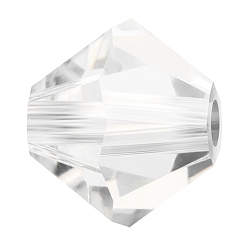 00030 Crystal Хрустальные бусины preciosa®, чешский хрусталь, биконус(451 69 302 рондель), 00030 кристалл, 3 мм, отверстие : 0.8 мм