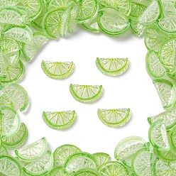 Зеленый Кабошоны из смолы, ломтик лимона, зелёные, 7x12.5x2.5 мм