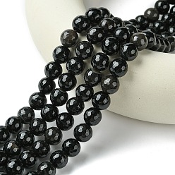Черный Круглые бусы из натурального оникса, окрашенная и подогревом, граненые, чёрные, 12 мм, отверстие : 1 мм, около 30 шт / нитка, 14.56 дюйм