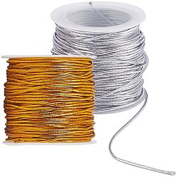 (52) Непрозрачная лаванда 2 рулоны 2 цвета полиэстер эластичный шнур, круглые, разноцветные, 1 мм, около 21.87 ярдов (20 м) / рулон, 1 рулон / цвет