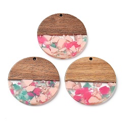 Лавандовый румянец Подвески из смолы и ореха, плоско-круглые, лавандовый румянец, 38x2.5 мм, отверстие : 2 мм