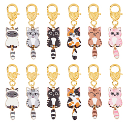 (52) Непрозрачная лаванда 12шт 6 стили подвеска из сплава эмали украшения, кошка, Сплав с застежками когтя омара, разноцветные, 66 мм, 2 шт / стиль