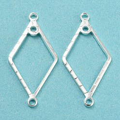 Посеребрённый Подвески из латуни, без кадмия и без свинца, звенья ромбовидной рамки, долговечный, 925 серебро покрытием, 24.5x12x1 мм, отверстие : 1.2 мм