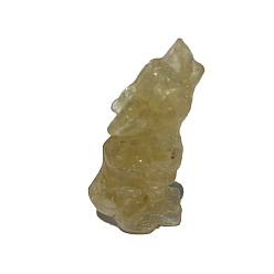 Цитрин Украшение для дисплея волка из смолы, с натуральной цитриновой крошкой внутри для украшения стола домашнего офиса, 15x25x50 мм