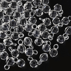 Прозрачный Прозрачные акриловые подвески, граненые, круглые, прозрачные, 18x11x11 мм, отверстие : 4 мм