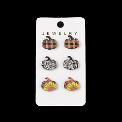 (52) Непрозрачная лаванда Деревянные серьги-гвоздики со стальными иглами, тыква, платина, разноцветные, 14x15 мм