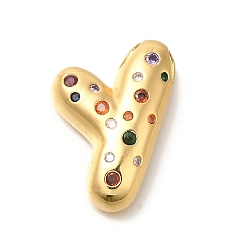 Letter Y Латуни циркония кубической подвески, без кадмия, без никеля и без свинца, подвески с буквой az~z, реальный 18 k позолоченный, Письмо Y, 29x19x7 мм, отверстие : 5x2.5 мм