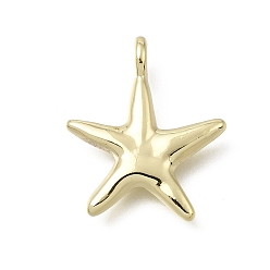 Golden Alloy Pendants, Starfish Shape Charms, Golden, 24.5x21x4mm, Hole: 3.3mm