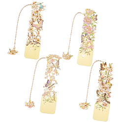 (52) Непрозрачная лаванда 4 шт. 4 стили латунные и железные эмалевые закладки с цепочкой, для читателей-любителей книг, цветок, разноцветные, 220~232 мм, 1 шт / стиль