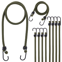 Темно-оливково-зеленый 10шт. резиновый и полипропиленовый эластичный шнур для багажа и крючок, с железным крюком, темно-оливковый зеленый, 790 мм