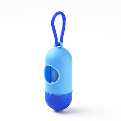 Blau Plastiktütenhalter in Tablettenform, mit Abfallsäcken und Karabinern, Blau, 140 mm, Pille: 10x4cm, Tasche: 30x24cm, 15Stück/Rolle