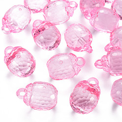 Perle rosa Herbstthema transparente Acrylanhänger, facettiert, 3d Kaki, Perle rosa, 27.5x19.5 mm, Bohrung: 4 mm, ca. 95 Stk. / 500 g