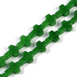 Зеленый Нити окрашенных бусин из натурального малайзийского нефрита, крестик, зелёные, 13.5x9.5x4.5 мм, отверстие : 0.7 мм, около 28 шт / нитка, 15.55'' (39.5 см)
