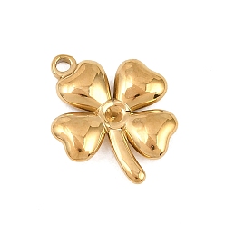 Золотой 304 Настройки горный хрусталь из нержавеющей стали кулон, Четыре листа клевера, золотые, 17x14x2.5 мм, отверстие : 1.5 мм, пригодный для стразов 1.4 мм