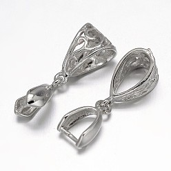 Платина Филигрань стойки обшивки латунь подвеска прижимные поручительств, платина, 13x8x5 мм, отверстия: 5x9 мм и 7x4 мм, контактный: 1 мм