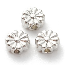 Platinum Rack Plating Alloy Beads, Lead Free & Cadmium Free, Long-Lasting Plated, Flower, Platinum, 6.5x3.5mm, Hole: 1.6mm