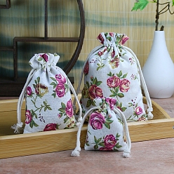 Цветок Мешковины упаковочные пакеты, шнурок сумки, для подарков, подарочные пакеты для вечеринок, цветок, 14x10 см