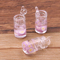 Lilac Transparent Resin Pendants, Cup Charms with Fruit, Lilac, 26x16mm, Hole: 2mm