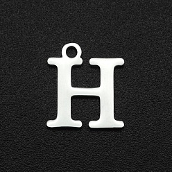 Letter H Не тускнеющие 201 подвески из нержавеющей стали, лазерная резка, буквы, цвет нержавеющей стали, letter.h, 12x10.5x1 мм, отверстие : 1.5 мм